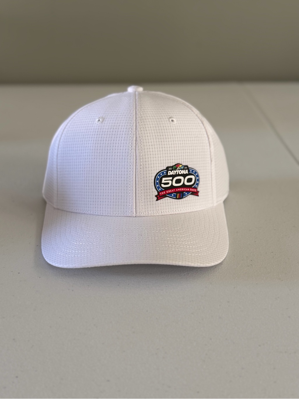 Nascar White Daytona 500 Patch Baseball Cap